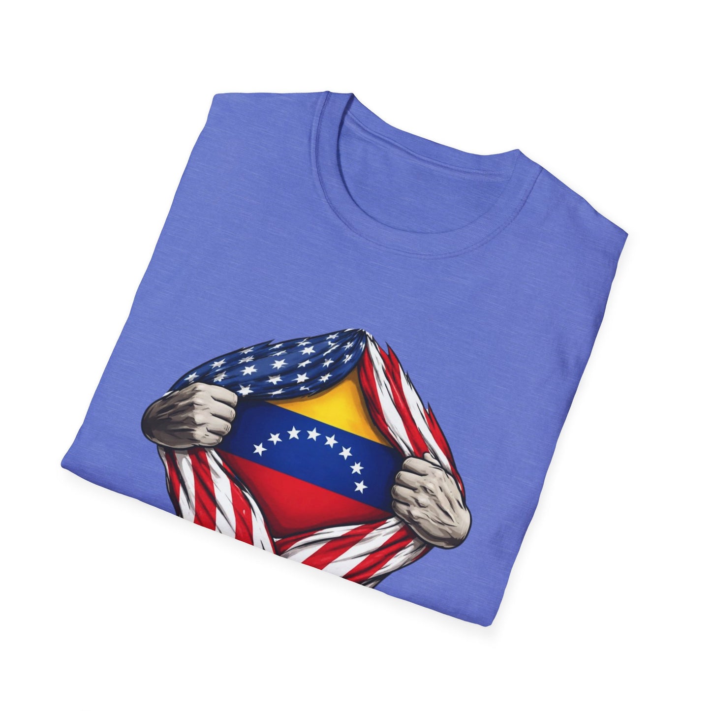 Venezuelan Flag Reveal T-Shirt | USA Flag Ripped Chest Design