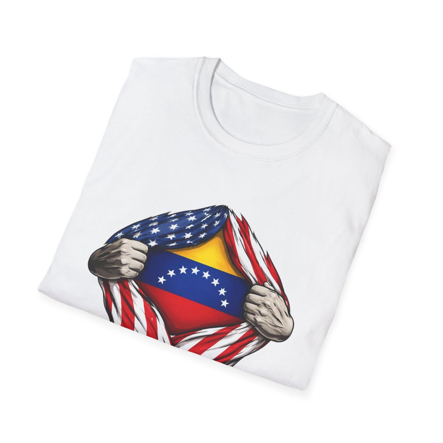 Venezuelan Flag Reveal T-Shirt | USA Flag Ripped Chest Design