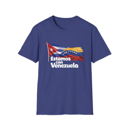 Cuba Estamos con Venezuela T-Shirt | Cuban and Venezuelan Flags, Solidarity Tee