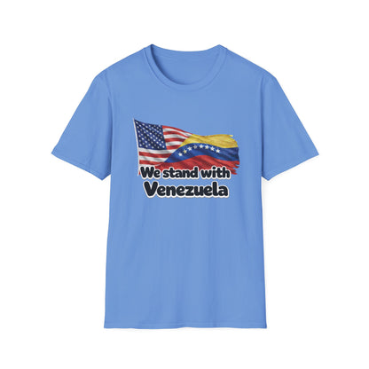 USA We Stand With Venezuela T-Shirt | US and Venezuela Flag Solidarity