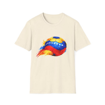 Venezuelan Flag Flaming Soccer Ball T-Shirt | Venezuela Football Tee