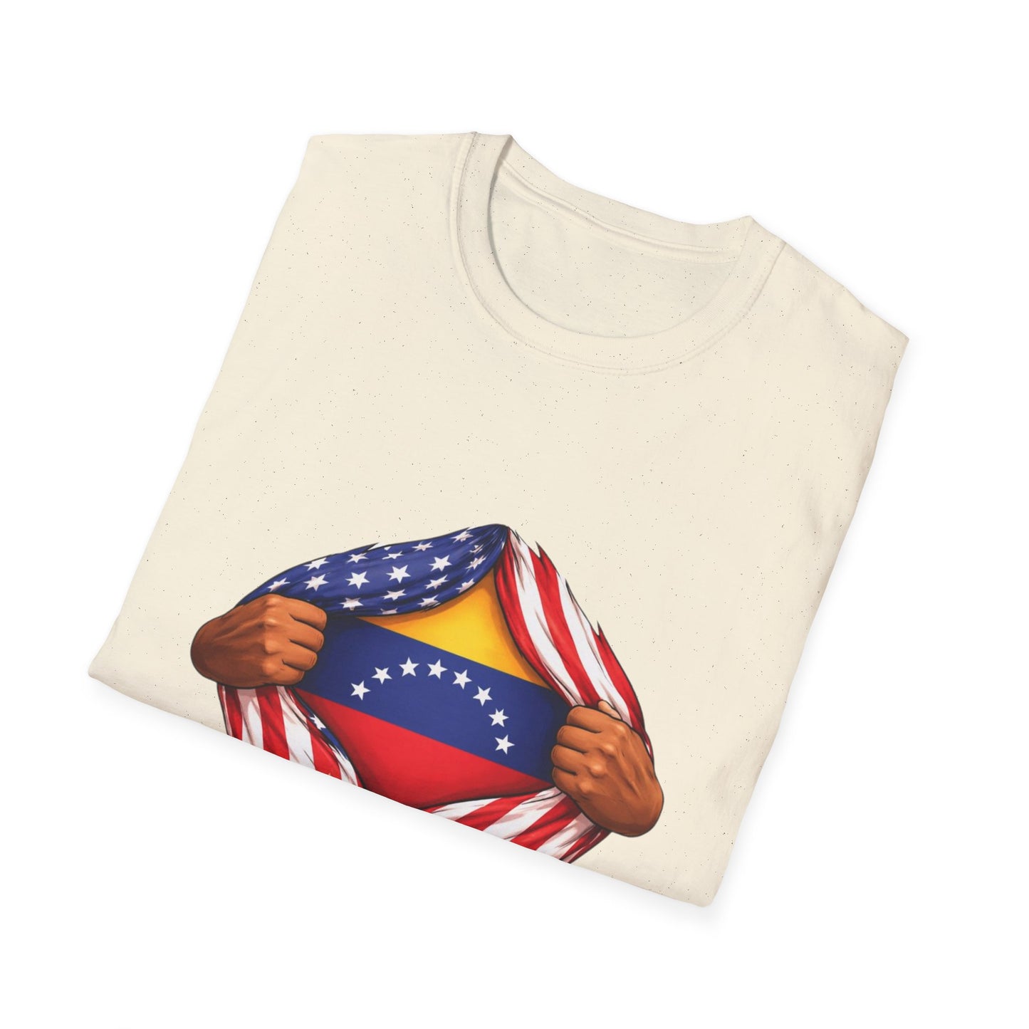Venezuela Flag Reveal T-Shirt | American Flag Ripped Heart Chest