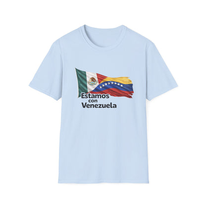 Mexico Estamos con Venezuela T-Shirt | Mexico and Venezuela Flags, Solidarity Tee