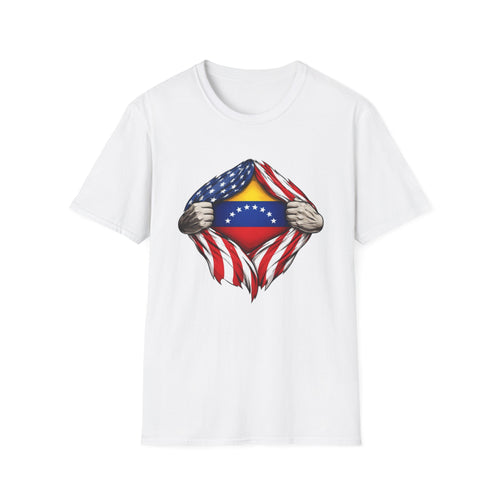 Venezuelan Flag Reveal T-Shirt | USA Flag Ripped Chest Design