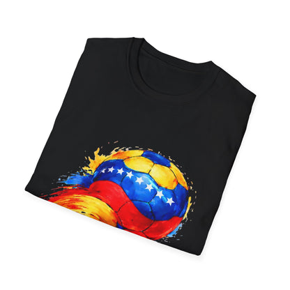 Venezuelan Flag Flaming Soccer Ball T-Shirt | Venezuela Football Tee