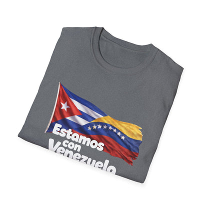 Cuba Estamos con Venezuela T-Shirt | Cuban and Venezuelan Flags, Solidarity Tee