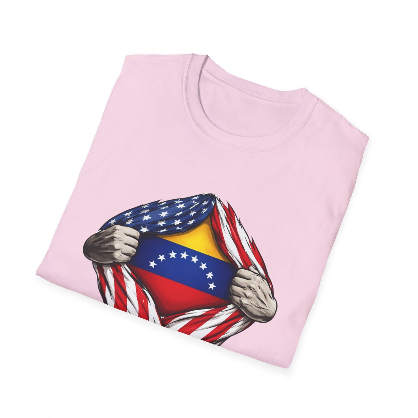 Venezuelan Flag Reveal T-Shirt | USA Flag Ripped Chest Design