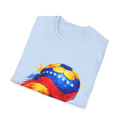 Venezuelan Flag Flaming Soccer Ball T-Shirt | Venezuela Football Tee