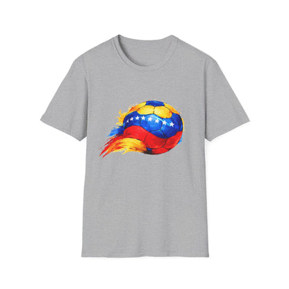 Venezuelan Flag Flaming Soccer Ball T-Shirt | Venezuela Football Tee