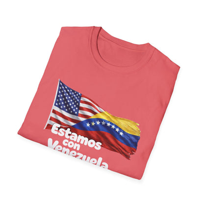 USA Estamos con Venezuela T-Shirt | US and Venezuela Flag Design