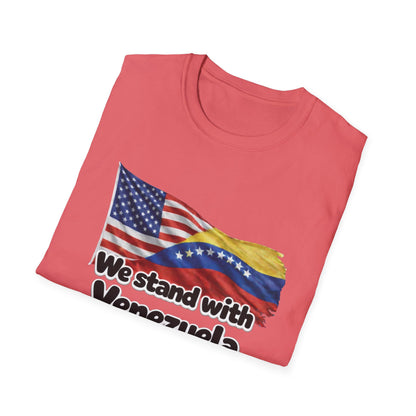 USA We Stand With Venezuela T-Shirt | US and Venezuela Flag Solidarity