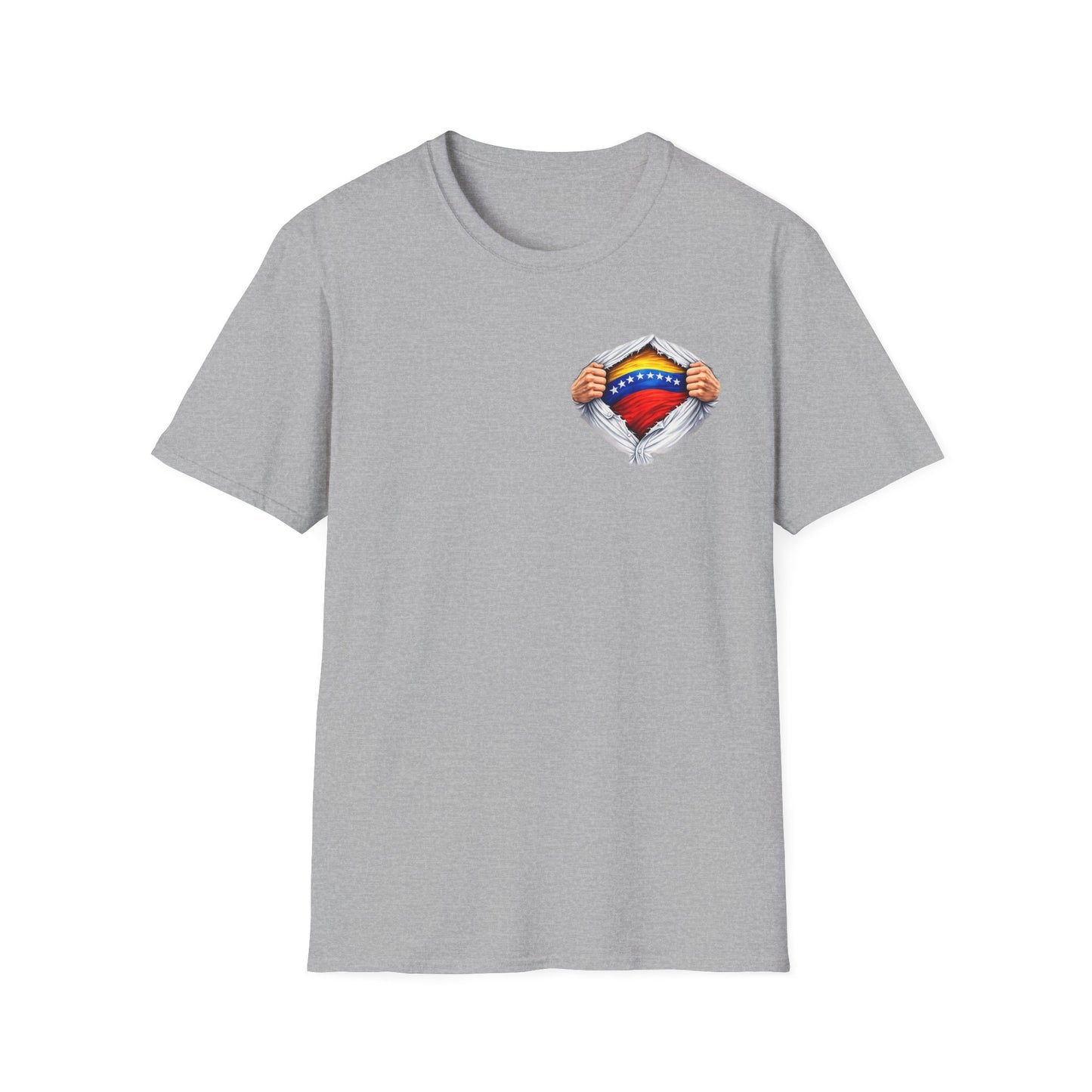 Venezuelan Flag Heart Rip-Tear T-Shirt | Venezuela Chest Reveal