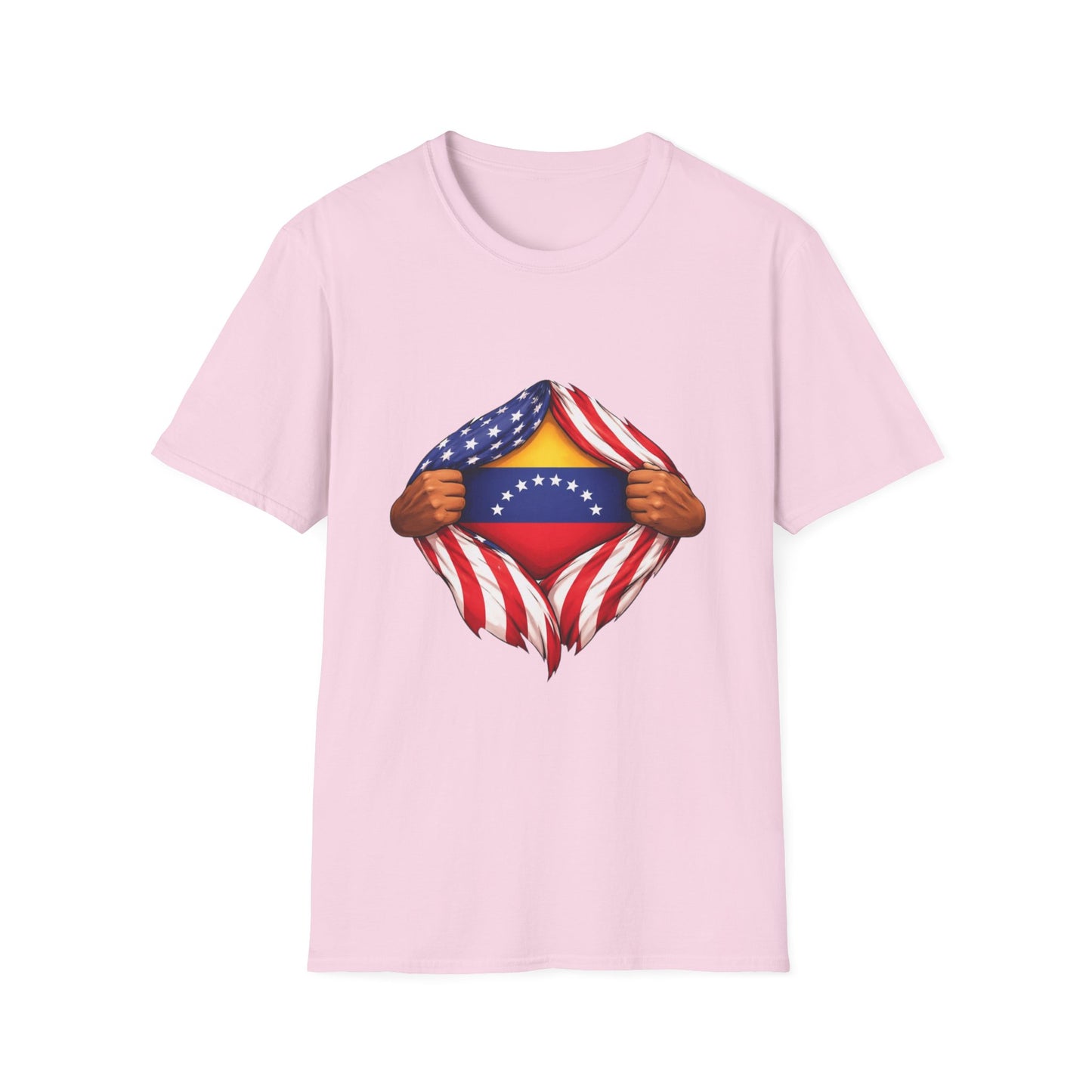 Venezuela Flag Reveal T-Shirt | American Flag Ripped Heart Chest