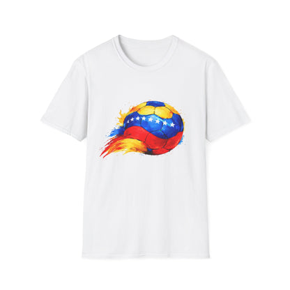 Venezuelan Flag Flaming Soccer Ball T-Shirt | Venezuela Football Tee