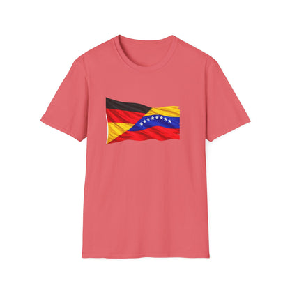 Venezuela Germany Flag Mashup T-Shirt | Waving Dual-Flag Design