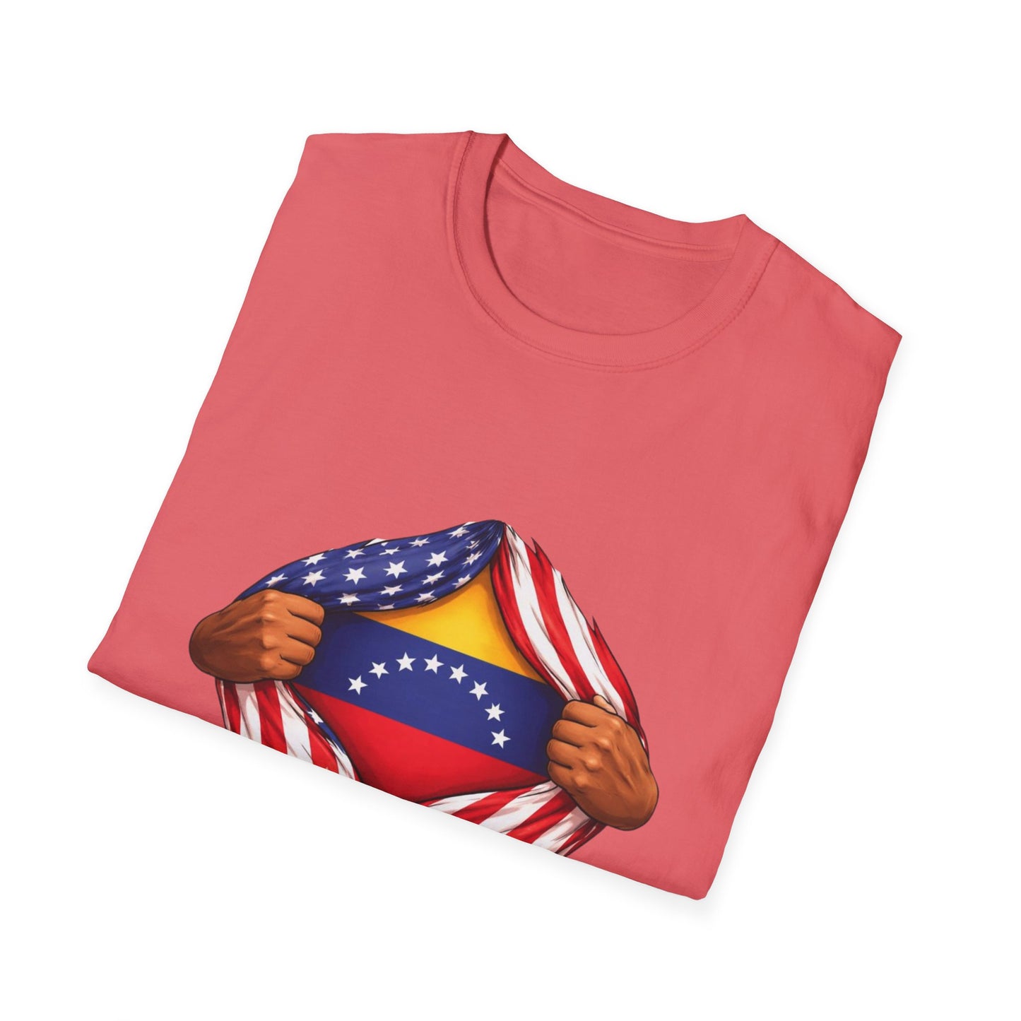 Venezuela Flag Reveal T-Shirt | American Flag Ripped Heart Chest