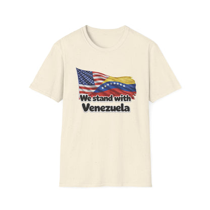 USA We Stand With Venezuela T-Shirt | US and Venezuela Flag Solidarity
