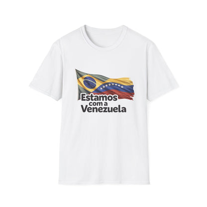Brazil Estamos com a Venezuela T-Shirt | Waving Venezuela Flag Design