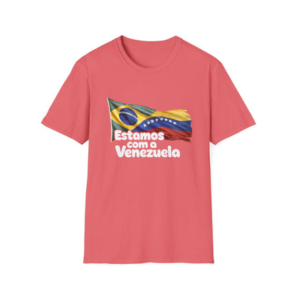 Brazil Estamos com a Venezuela T-Shirt | Waving Venezuela Flag Design