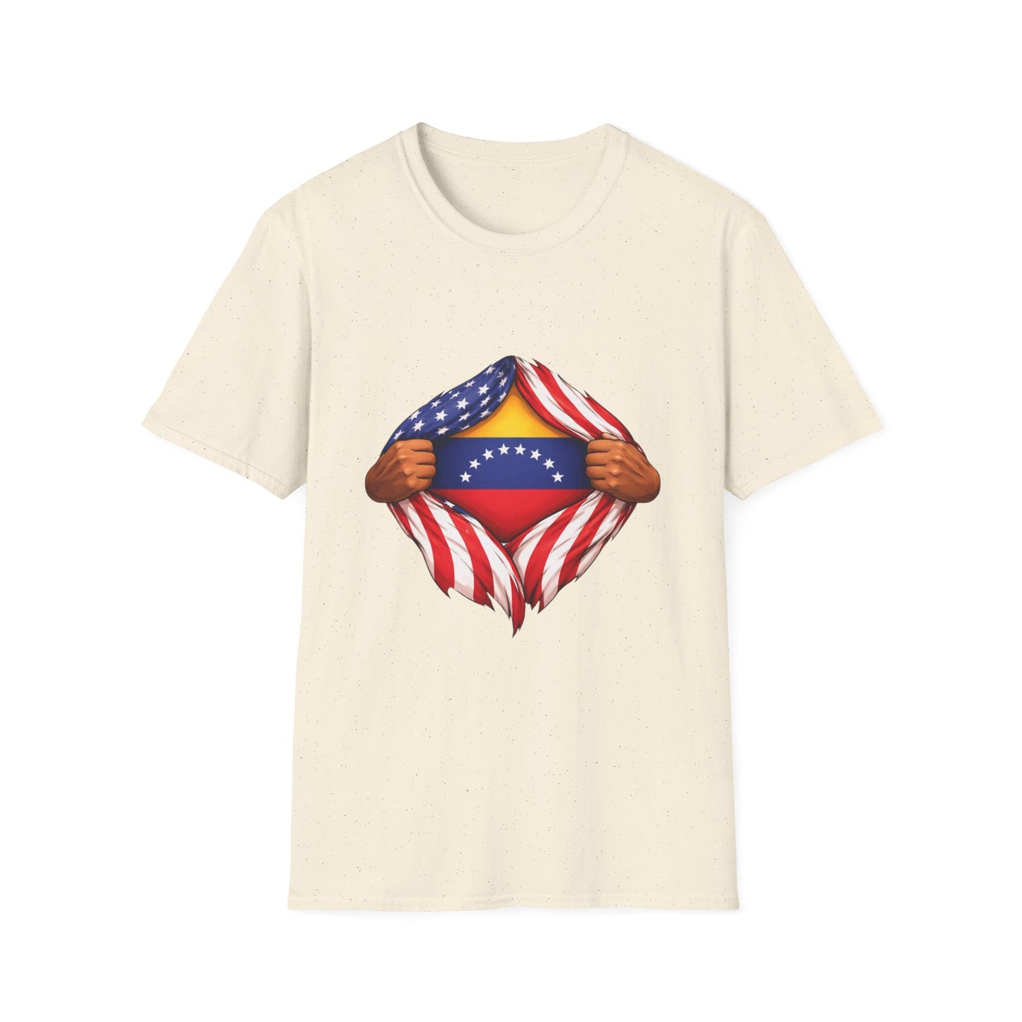 Venezuela Flag Reveal T-Shirt | American Flag Ripped Heart Chest