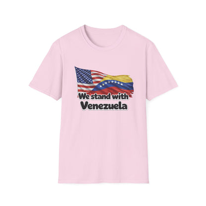 USA We Stand With Venezuela T-Shirt | US and Venezuela Flag Solidarity