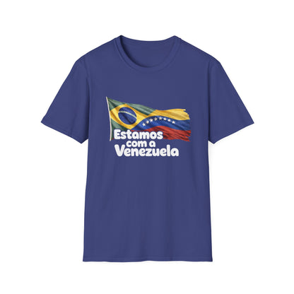 Brazil Estamos com a Venezuela T-Shirt | Waving Venezuela Flag Design
