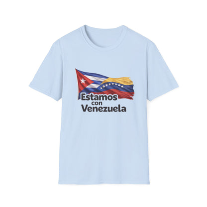 Cuba Estamos con Venezuela T-Shirt | Cuban and Venezuelan Flags, Solidarity Tee