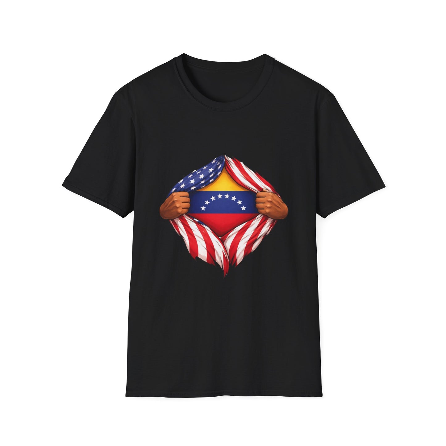 Venezuela Flag Reveal T-Shirt | American Flag Ripped Heart Chest