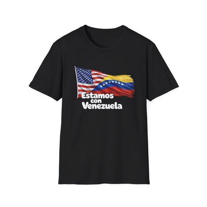 USA Estamos con Venezuela T-Shirt | US and Venezuela Flag Design