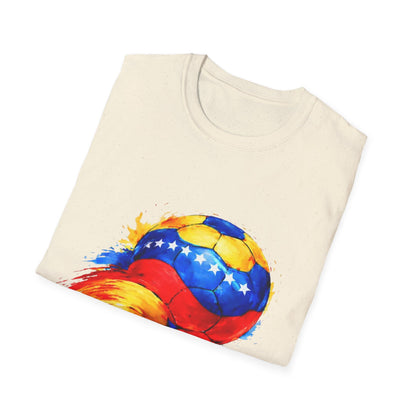 Venezuelan Flag Flaming Soccer Ball T-Shirt | Venezuela Football Tee
