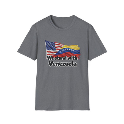 USA We Stand With Venezuela T-Shirt | US and Venezuela Flag Solidarity