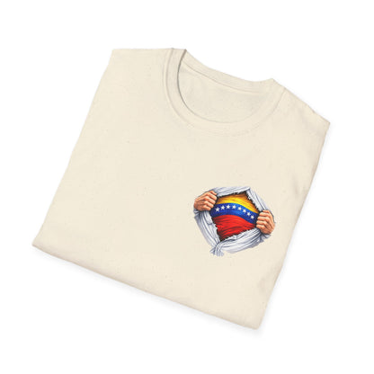 Venezuelan Flag Heart Rip-Tear T-Shirt | Venezuela Chest Reveal