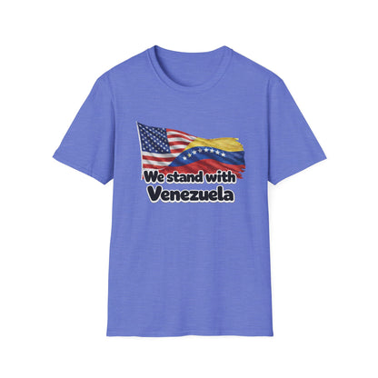 USA We Stand With Venezuela T-Shirt | US and Venezuela Flag Solidarity
