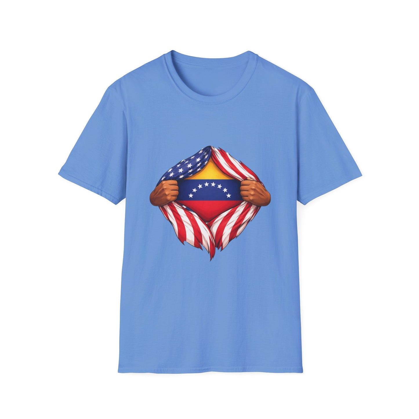 Venezuela Flag Reveal T-Shirt | American Flag Ripped Heart Chest