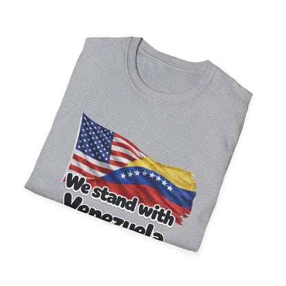 USA We Stand With Venezuela T-Shirt | US and Venezuela Flag Solidarity