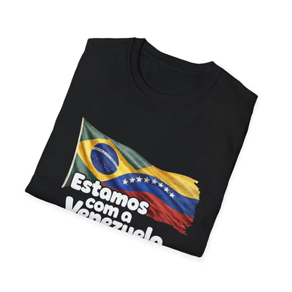 Brazil Estamos com a Venezuela T-Shirt | Waving Venezuela Flag Design