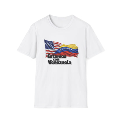 USA Estamos con Venezuela T-Shirt | US and Venezuela Flag Design