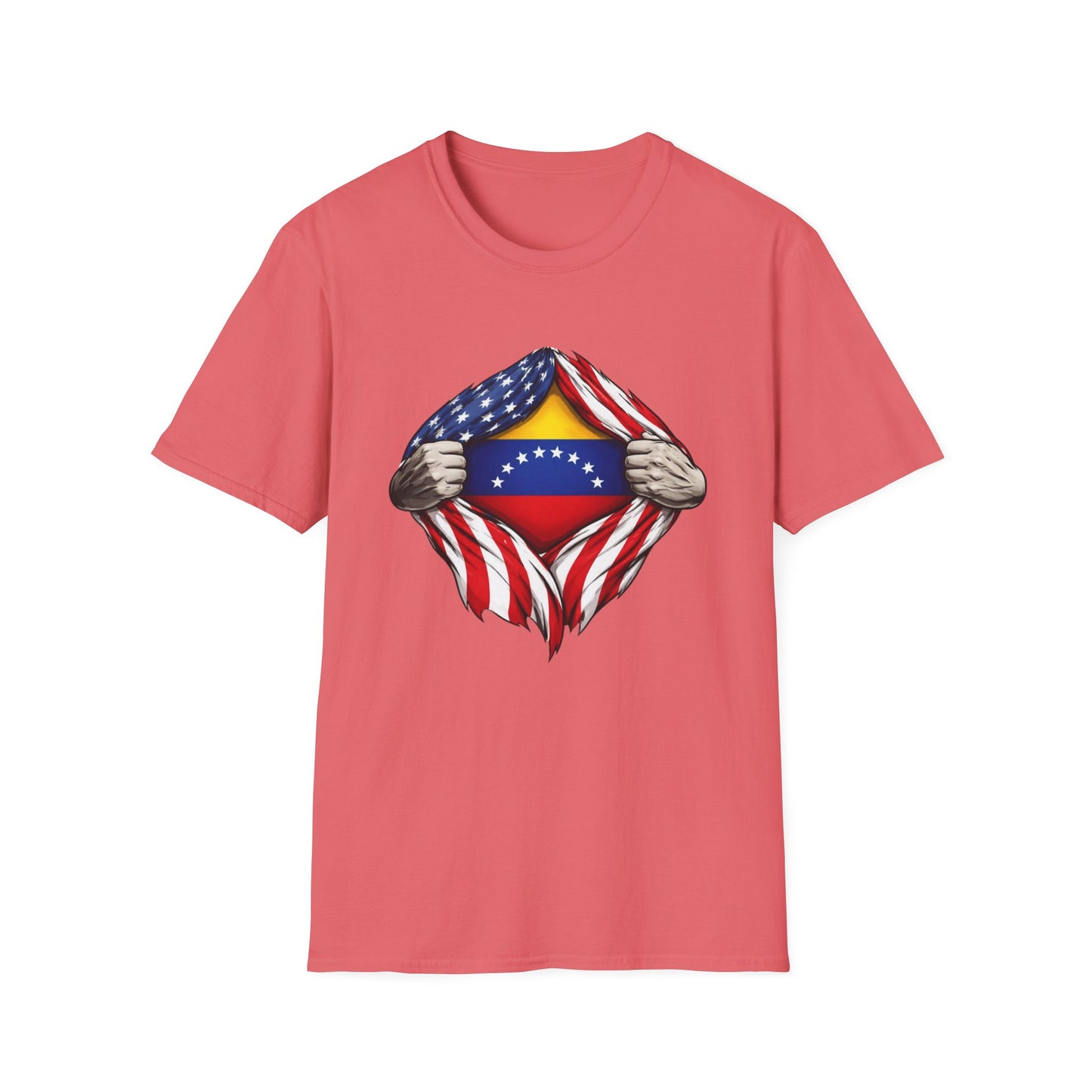 Venezuelan Flag Reveal T-Shirt | USA Flag Ripped Chest Design