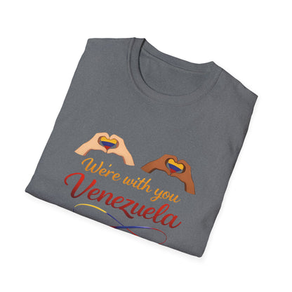 We're with you Venezuela T-Shirt | Heart Hands, Support, Venezuelan Colors