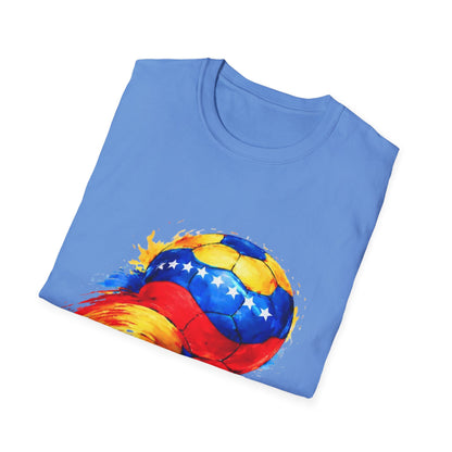 Venezuelan Flag Flaming Soccer Ball T-Shirt | Venezuela Football Tee
