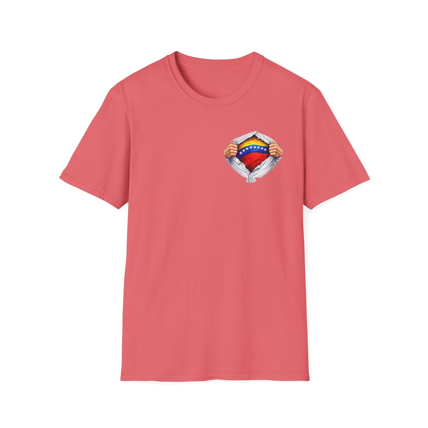 Venezuelan Flag Heart Rip-Tear T-Shirt | Venezuela Chest Reveal