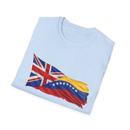 Venezuelan-British Flag T-Shirt — Dual Heritage Waving Flag Tee