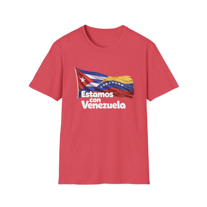 Cuba Estamos con Venezuela T-Shirt | Cuban and Venezuelan Flags, Solidarity Tee
