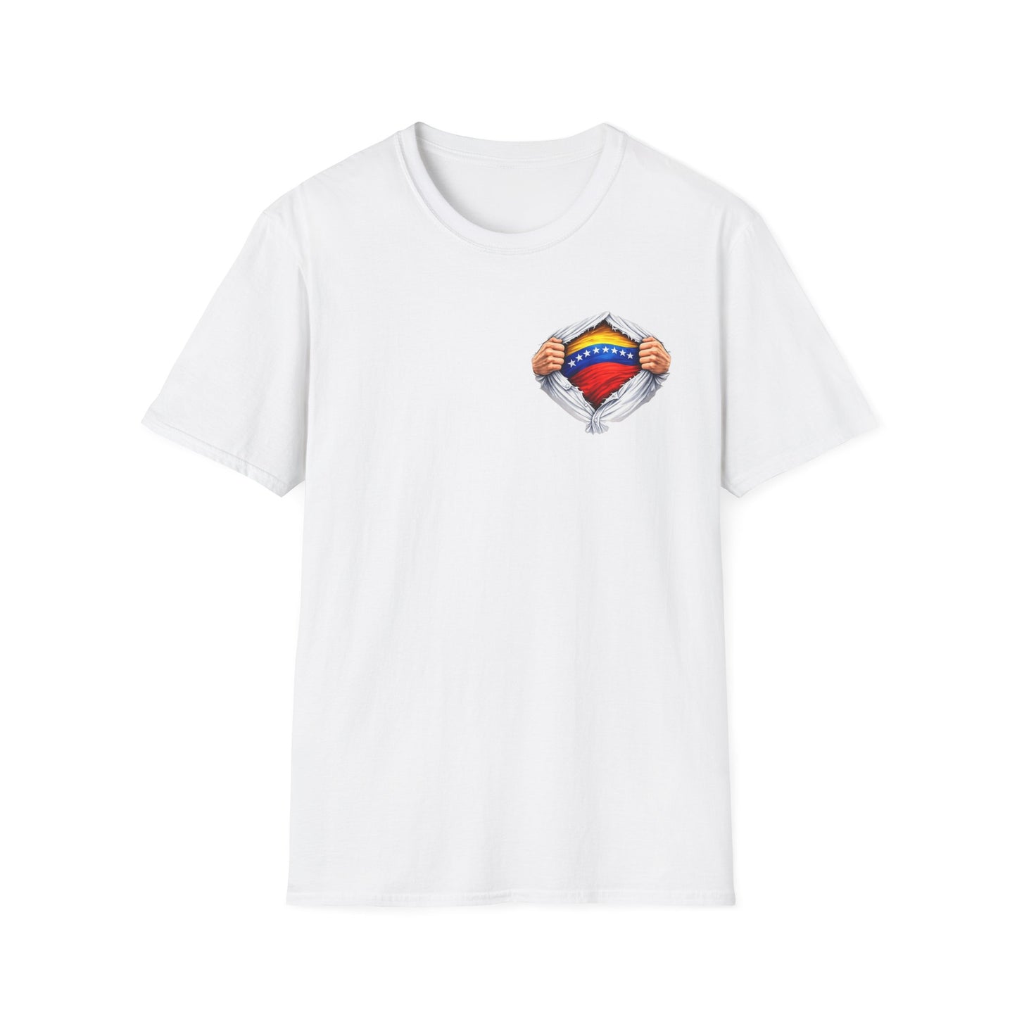 Venezuelan Flag Heart Rip-Tear T-Shirt | Venezuela Chest Reveal