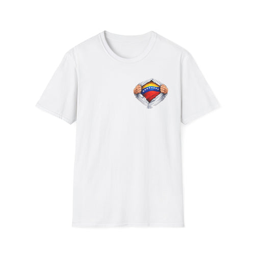 Venezuelan Flag Heart Rip-Tear T-Shirt | Venezuela Chest Reveal
