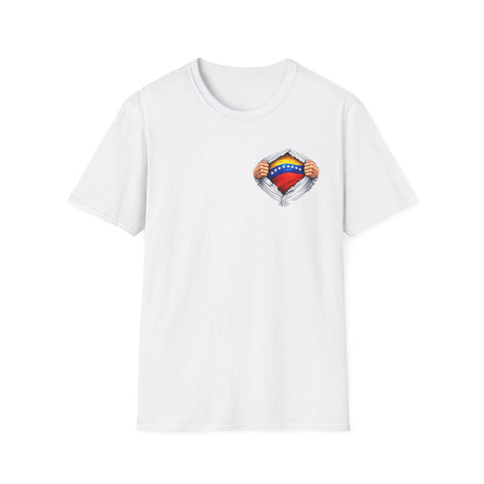 Venezuelan Flag Heart Rip-Tear T-Shirt | Venezuela Chest Reveal