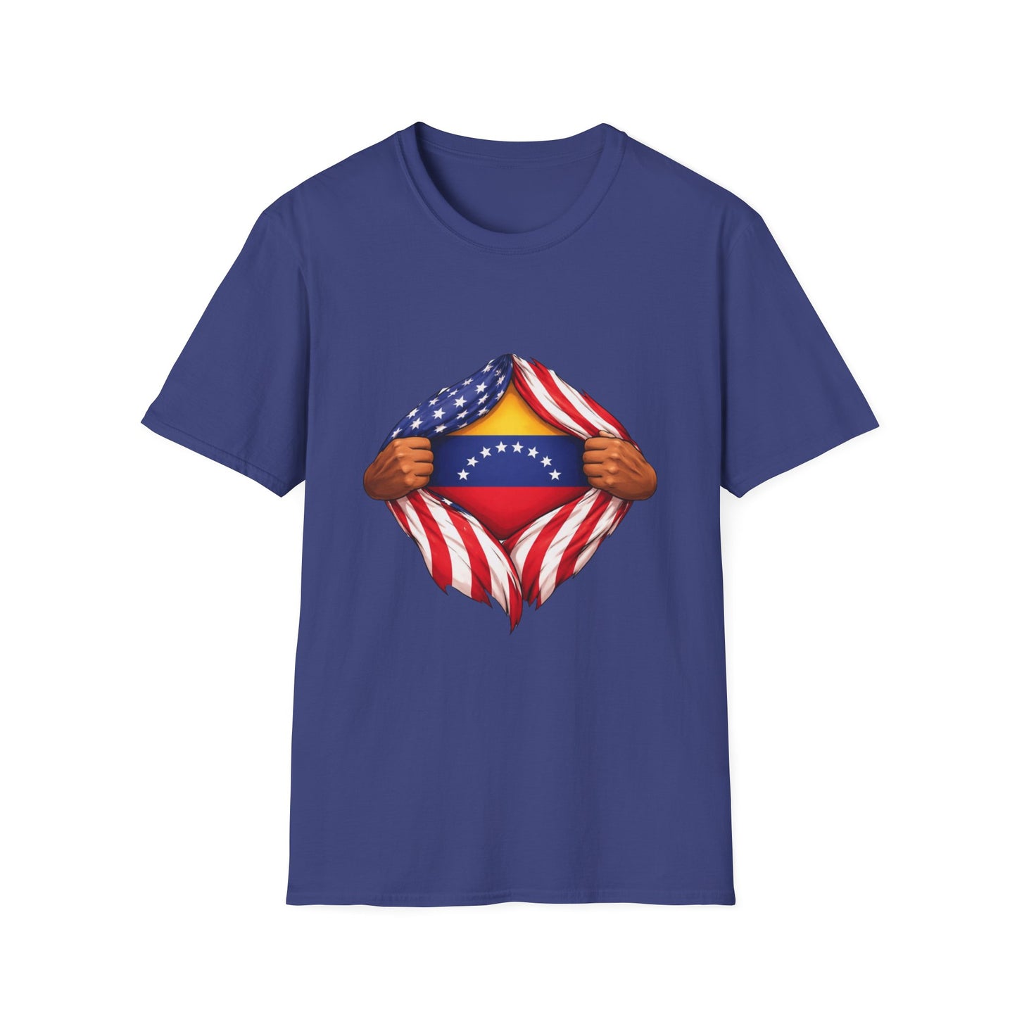 Venezuela Flag Reveal T-Shirt | American Flag Ripped Heart Chest