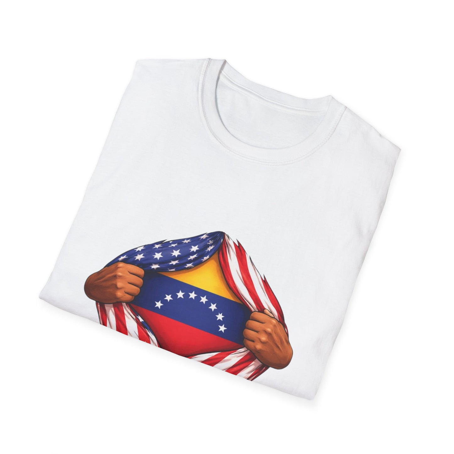 Venezuela Flag Reveal T-Shirt | American Flag Ripped Heart Chest