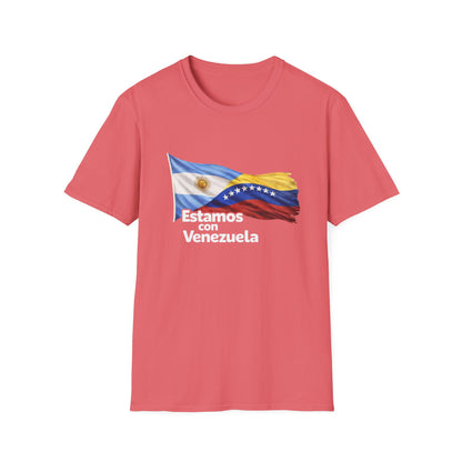 Argentina Estamos con Venezuela T-Shirt | Argentina and Venezuela Flags, Solidarity Design