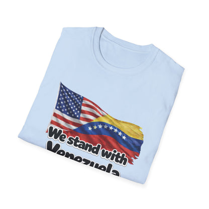 USA We Stand With Venezuela T-Shirt | US and Venezuela Flag Solidarity